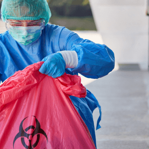 disposal of hazardous waste at biohazard cleanup site