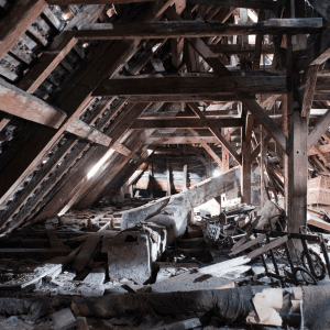 old dirty attic with signs of mold