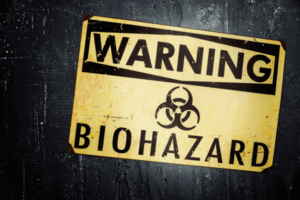 warning sign for biohazard cleanup