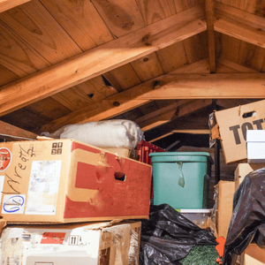 full and messy attic that might have mold problems